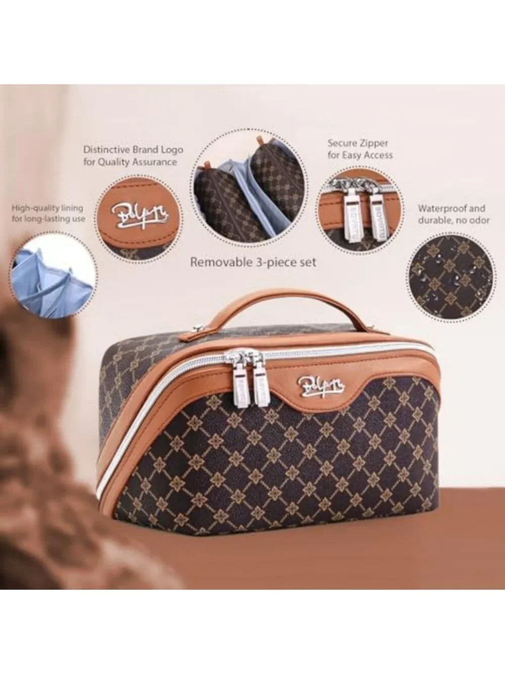 3-Piece Travel Makeup Bag Set for Women | Stylish Cosmetic Organizer & Storage